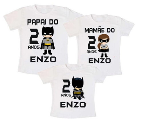 Kit 3 Batman Camiseta Para Familia