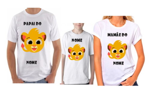 kit 3 camiseta bolofofo papai mamae e filho