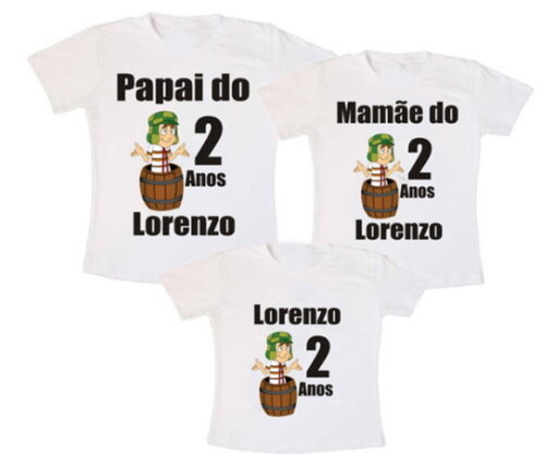 kit 3 camiseta personalizada chaves aniversario