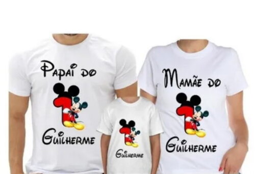 Kit 5 Camisa Camiseta Personalizada Mickey para Familia