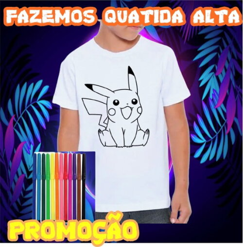 Kit Camiseta de Colorir Pokemon