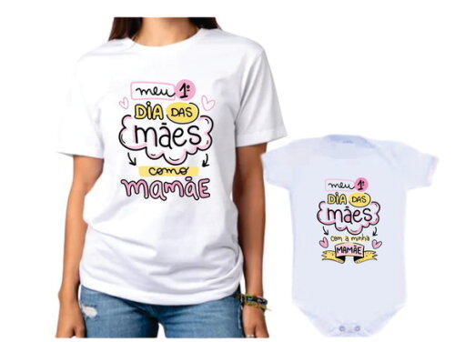 Kit Duas Peças Personalizadas Dia das Maes Mae e Filha