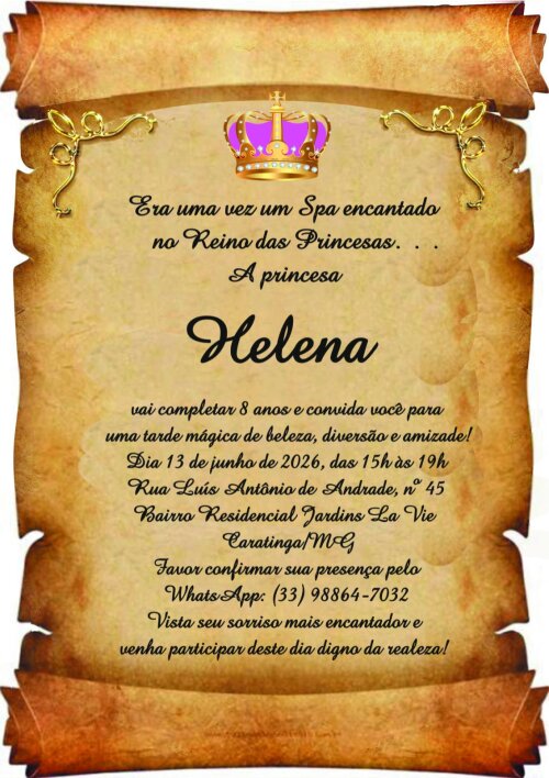 convite papiro todos os temas com laço de cetim