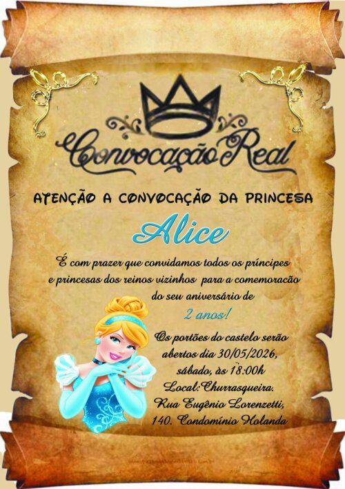 convite papiro todos os temas com laço de cetim