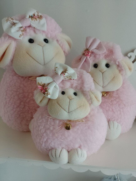 Trio Ovelhinha Pelúcia Rosa