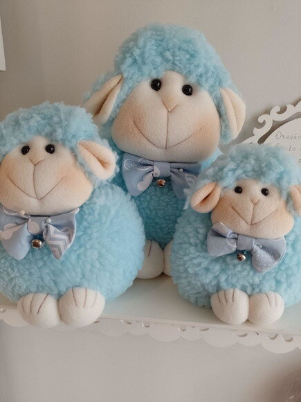 Trio Ovelhinha Pelúcia Azul