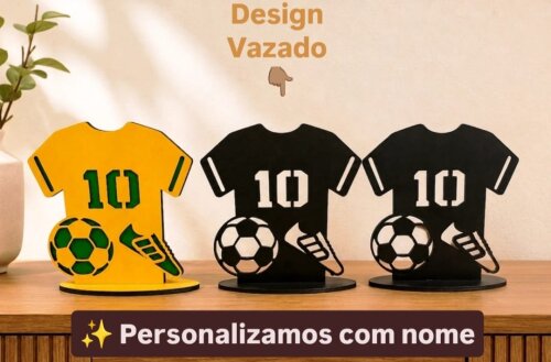 Enfeite de Mesa Camisa de Futebol Personalizada com Nome - MDF Decorativo