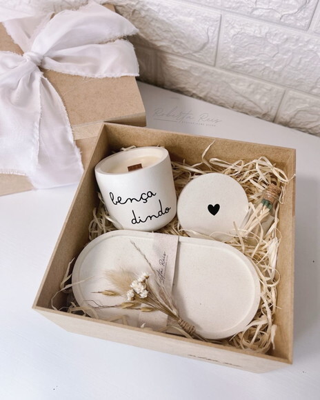 Kit Vela Aromática Bença com Bandeja Frase Bença Dinda