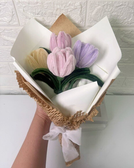 Buquê de Flores em Chenille | Tulipas