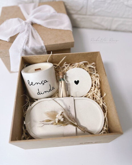 Kit Vela Aromática Bença com Bandeja Frase Bença Dinda