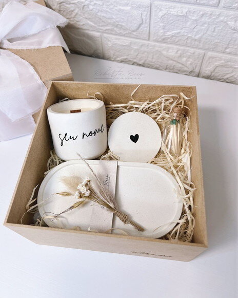Kit Vela Aromática Personalizada e Bandeja