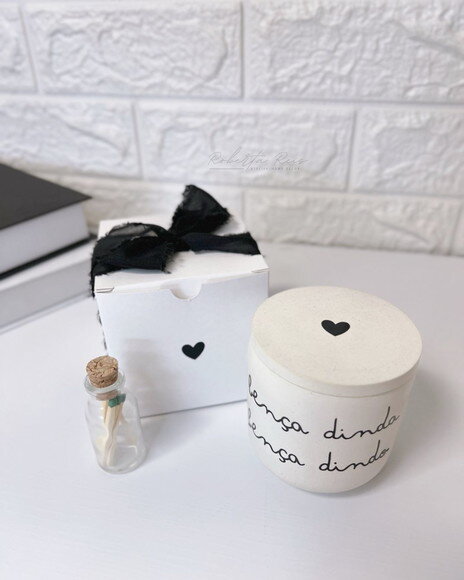 Vela Aromática no Pote Artesanal Frase Bença Dinda e Dindo