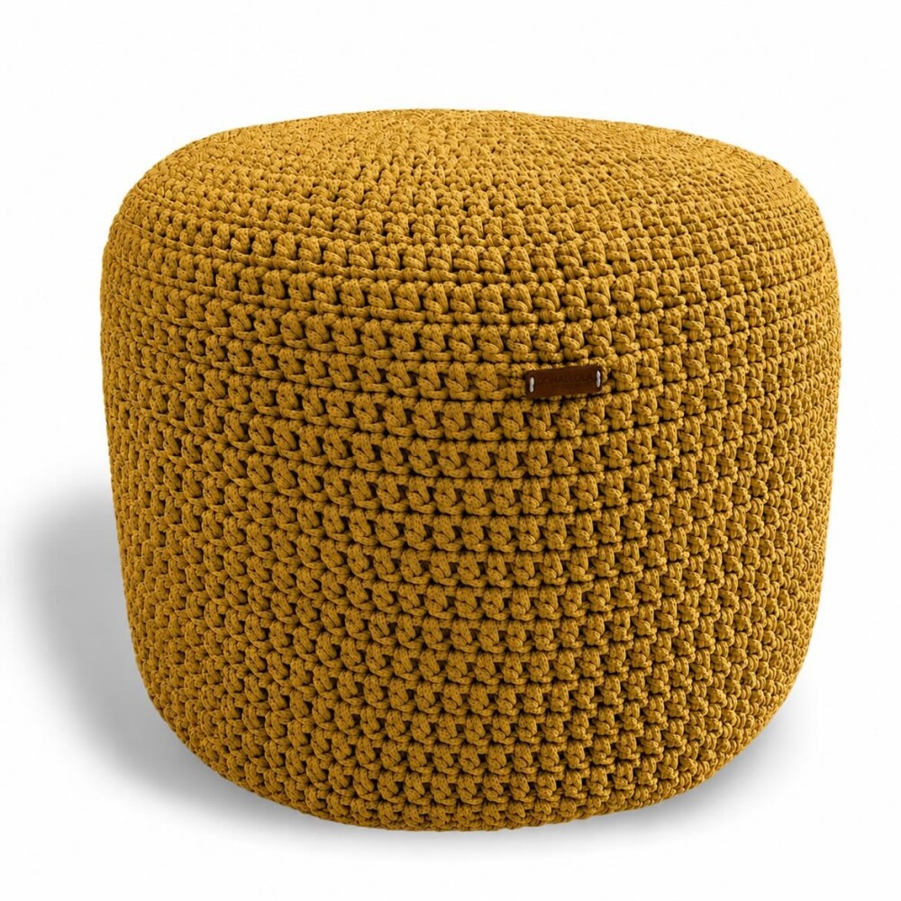Puff Grace maleável croche -cor ocre - corda náutica- 40x30cm