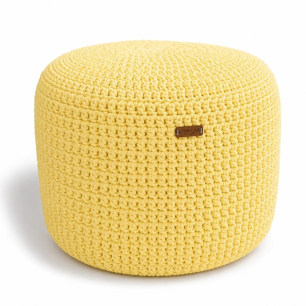 Puff Grace maleável croche -cor amarelo bebê - corda náutica- 