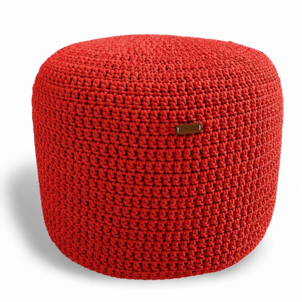 Puff Grace maleável croche -cor vermelho - corda náutica- 40x30