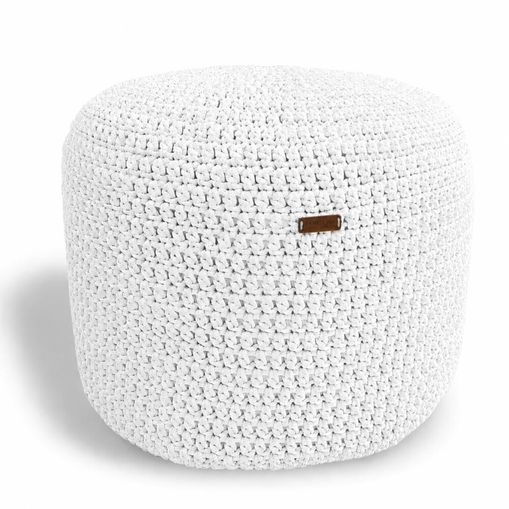 Puff Grace maleável croche -cor branco - corda náutica- 40x30cm