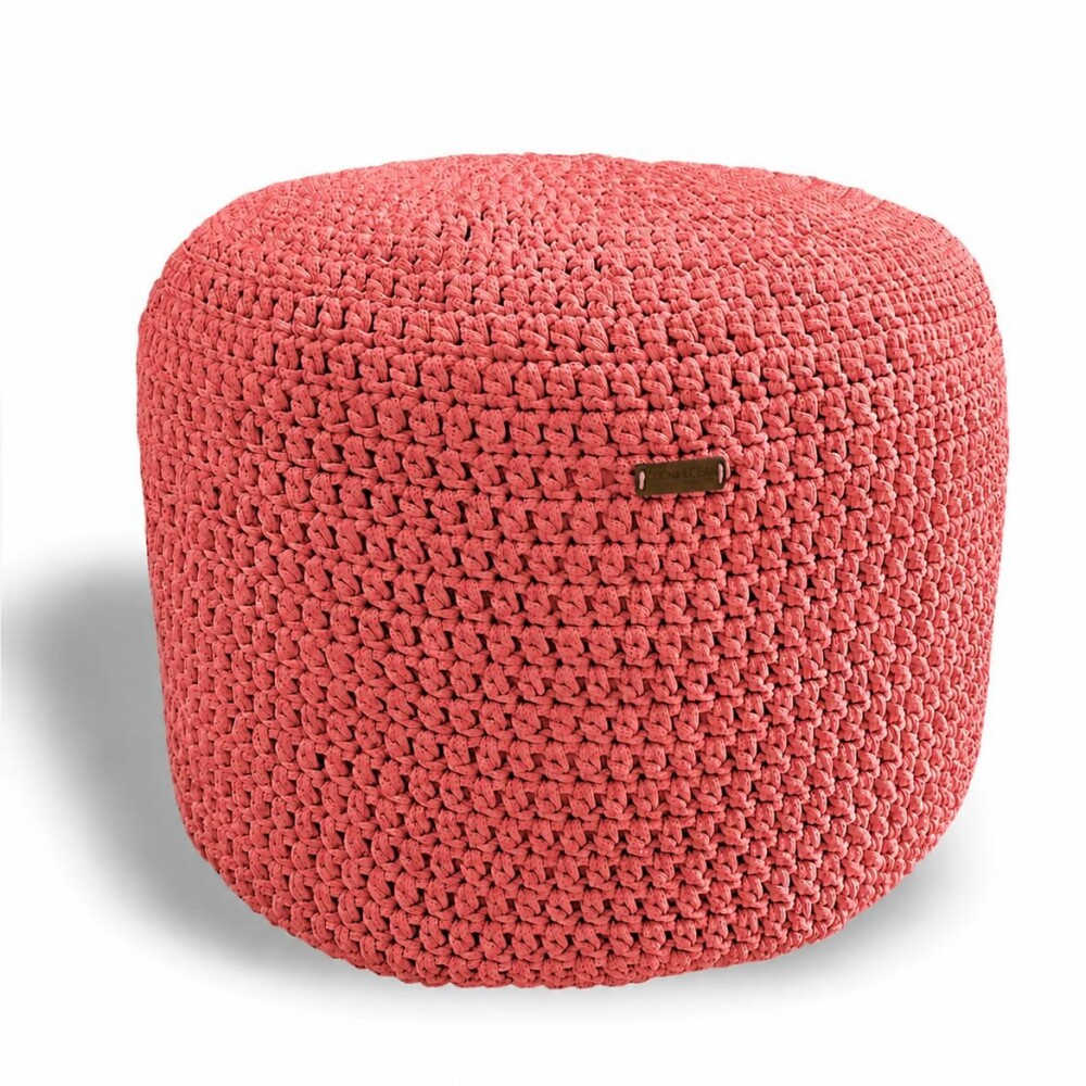 Puff Grace maleável croche -cor coral - corda náutica- 40x30cm