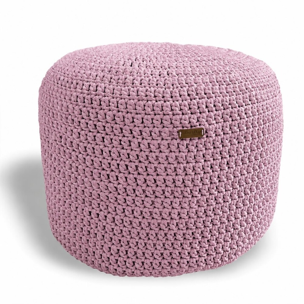 Puff Grace maleável croche -cor rosa bebê - corda náutica- 40x