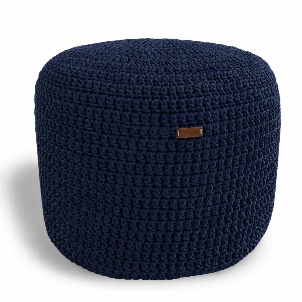Puff Grace maleável croche -cor azul marinho - corda náutica- 4