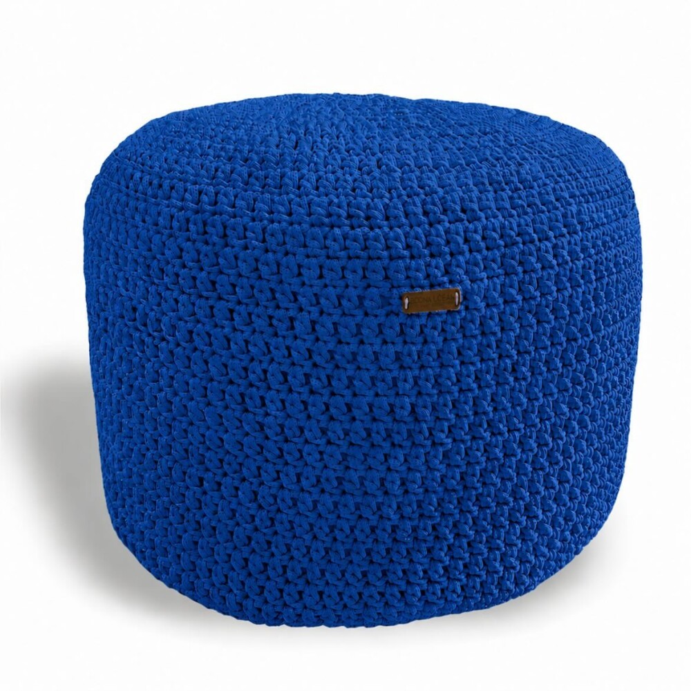 Puff Grace maleável croche -cor azul royal - corda náutica- 40x