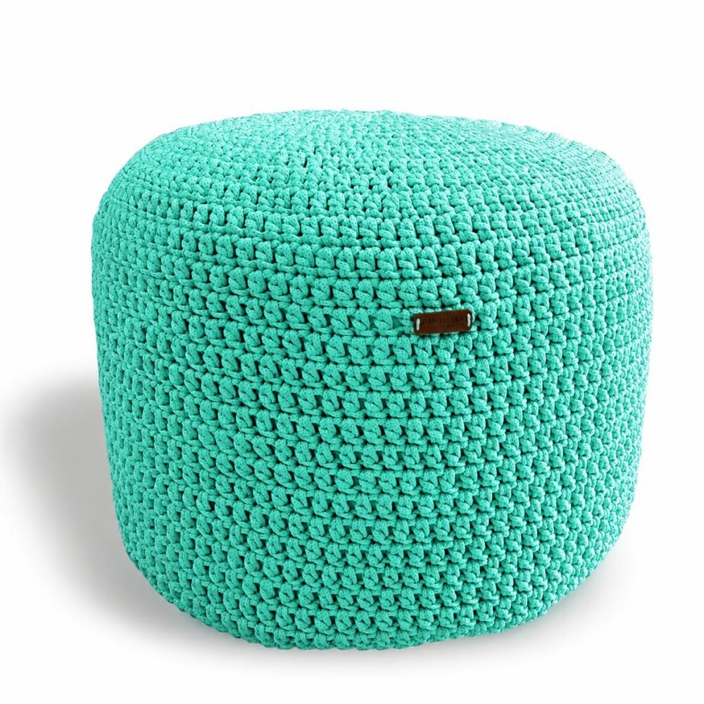 Puff Grace maleável croche -cor tiffany - corda náutica- 40x30c