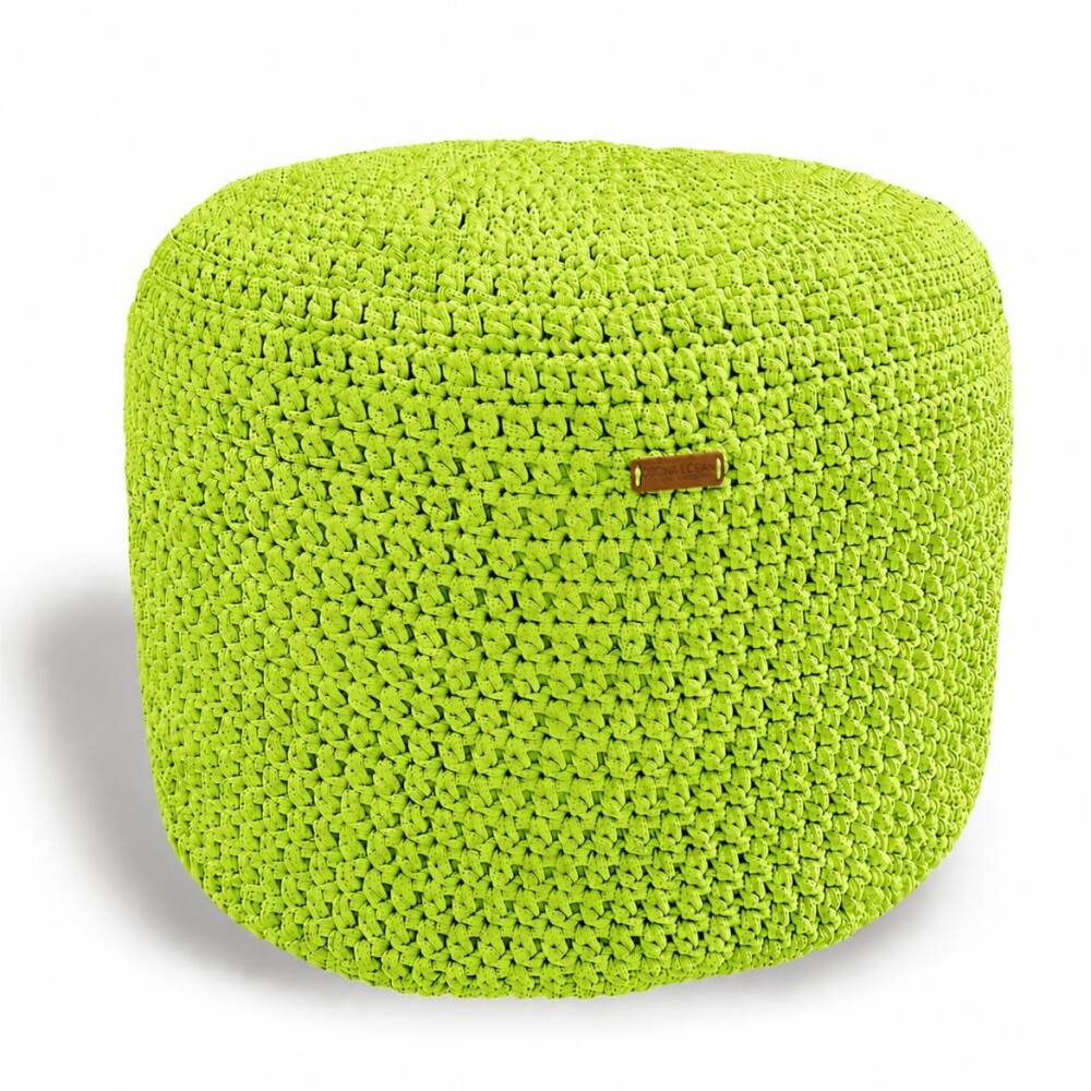 Puff Grace maleável croche -cor verde limão - corda náutica- 4