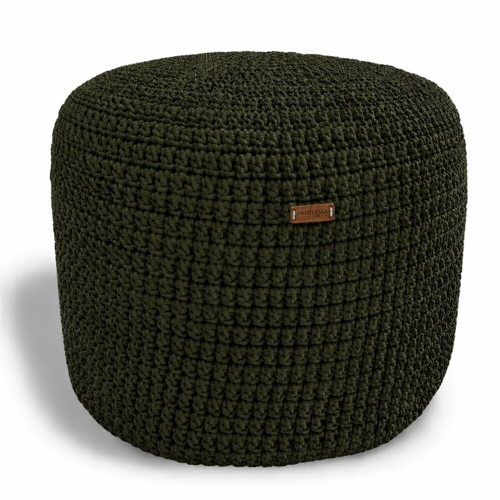Puff Grace maleável croche -cor verde musgo - corda náutica- 40