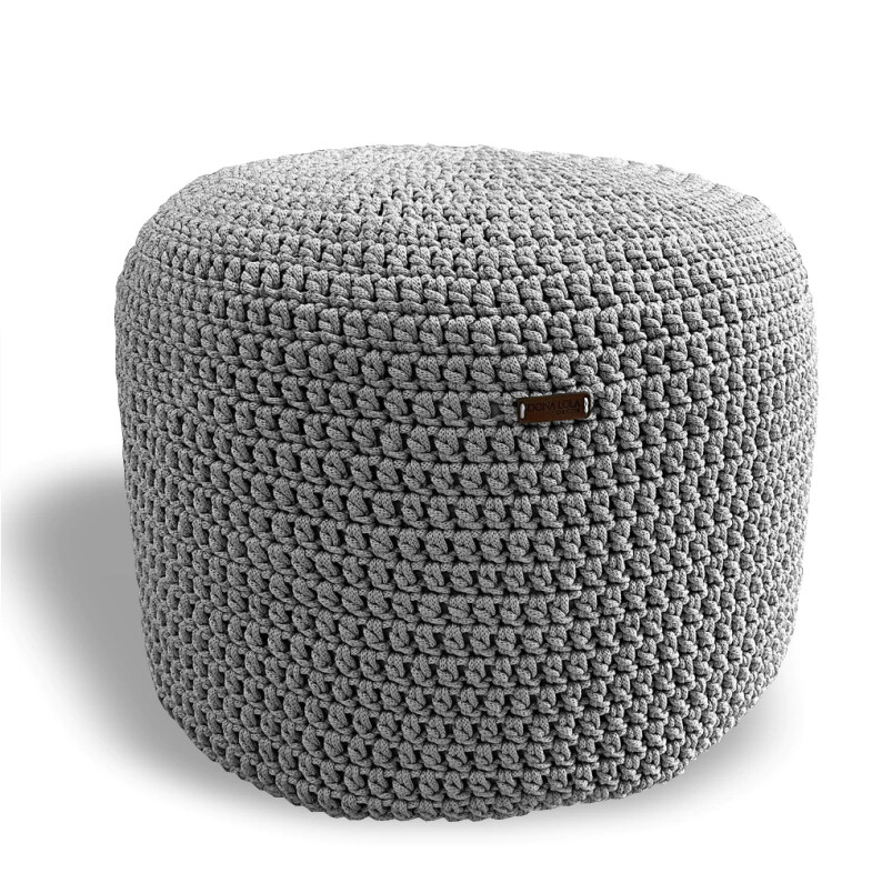 Puff Grace maleável croche -cor cinza - corda náutica- 40x30cm
