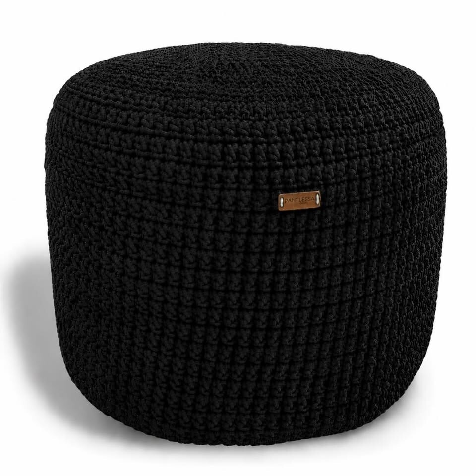 Puff Grace maleável croche -cor preto - corda náutica- 40x30cm