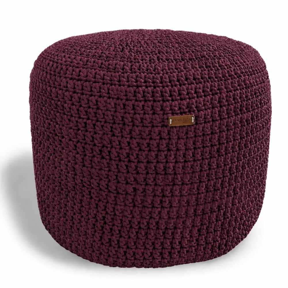 Puff Grace maleável croche -cor marsala - corda náutica- 40x30c