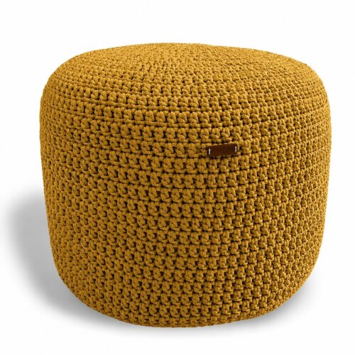 Puff Grace ocre maleável croche - corda náutica- 40x30cm - Cópia