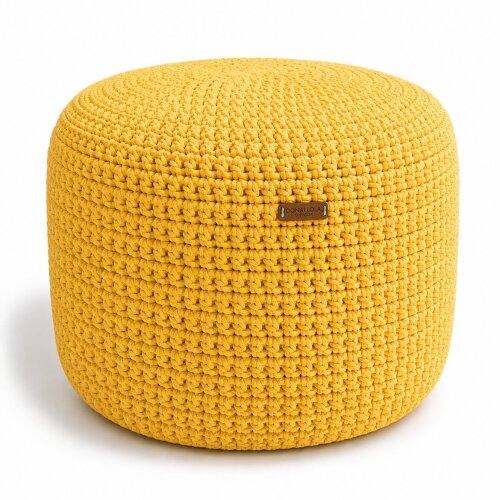Puff Grace maleável croche -cor amarelo - corda náutica- 40x30cm