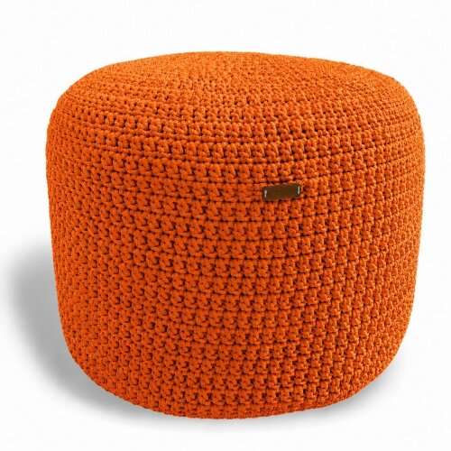 Puff Grace maleável croche -cor laranja - corda náutica- 40x30cm