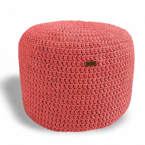 Puff Grace maleável croche -cor coral - corda náutica- 40x30cm