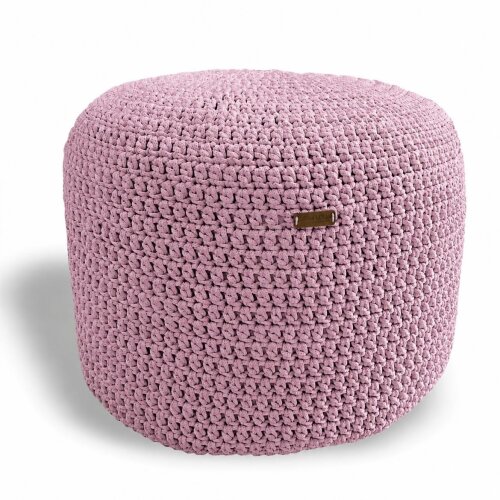 Puff Grace maleável croche -cor rosa bebê - corda náutica- 40x30cm