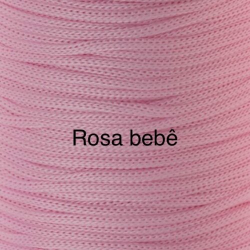 Puff Grace maleável croche -cor rosa bebê - corda náutica- 40x
