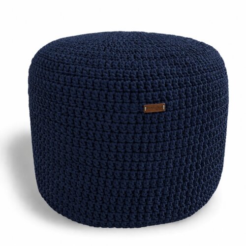 Puff Grace maleável croche -cor azul marinho - corda náutica- 40x30cm