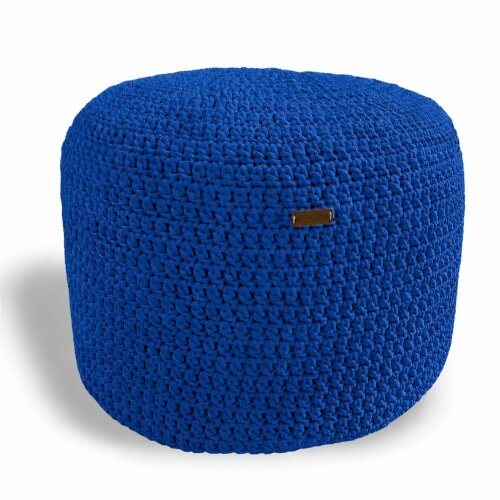 Puff Grace maleável croche -cor azul royal - corda náutica- 40x30cm