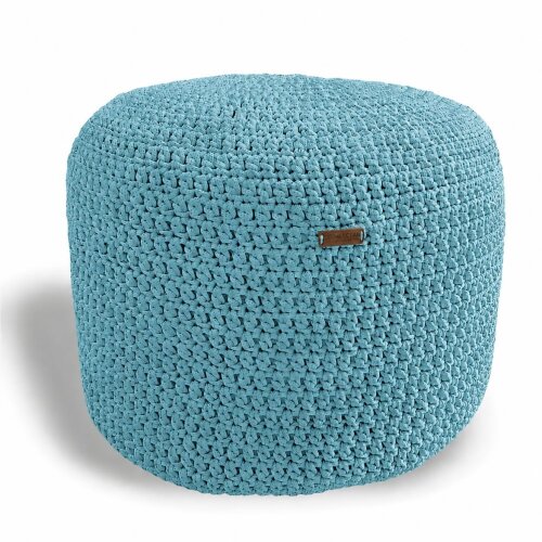 Puff Grace maleável croche -cor azul bebê - corda náutica- 40x30cm