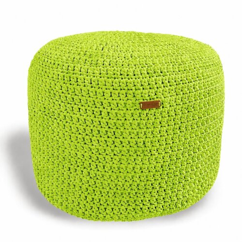 Puff Grace maleável croche -cor verde limão - corda náutica- 40x30cm