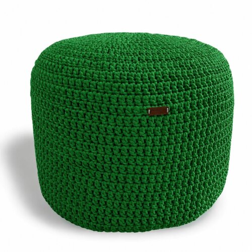 Puff Grace maleável croche -cor verde bandeira - corda náutica- 40x30cm