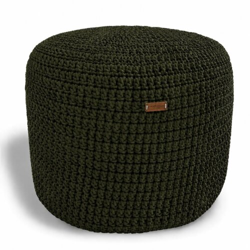 Puff Grace maleável croche -cor verde musgo - corda náutica- 40x30cm