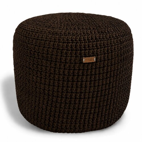 Puff Grace maleável croche -cor marrom - corda náutica- 40x30cm