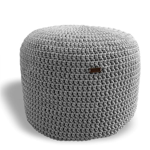 Puff Grace maleável croche -cor cinza - corda náutica- 40x30cm