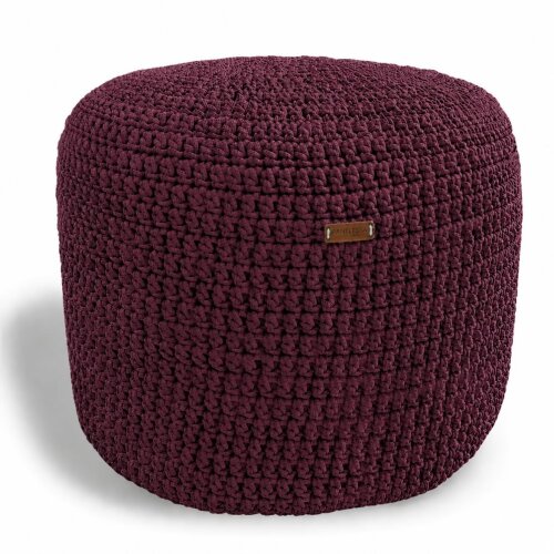 Puff Grace maleável croche -cor marsala - corda náutica- 40x30cm