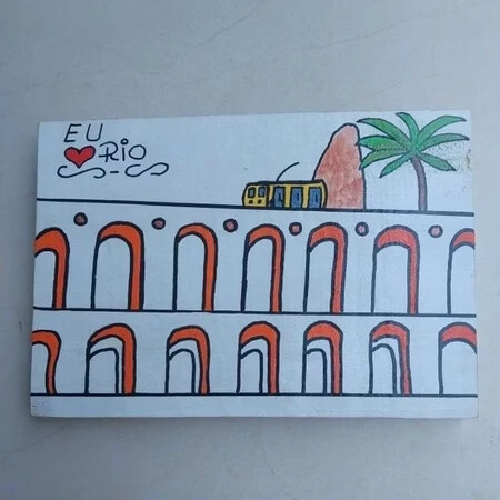 Quadro Decorativo Pintado a Mão Arcos da Lapa.