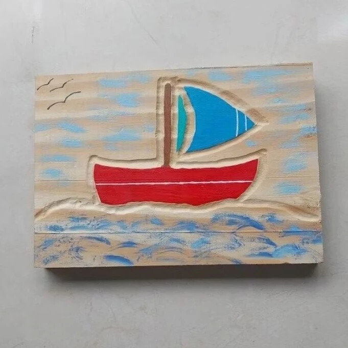 Quadro Artesanal, Rústico, Decoração de ambientes, Barco a Vel