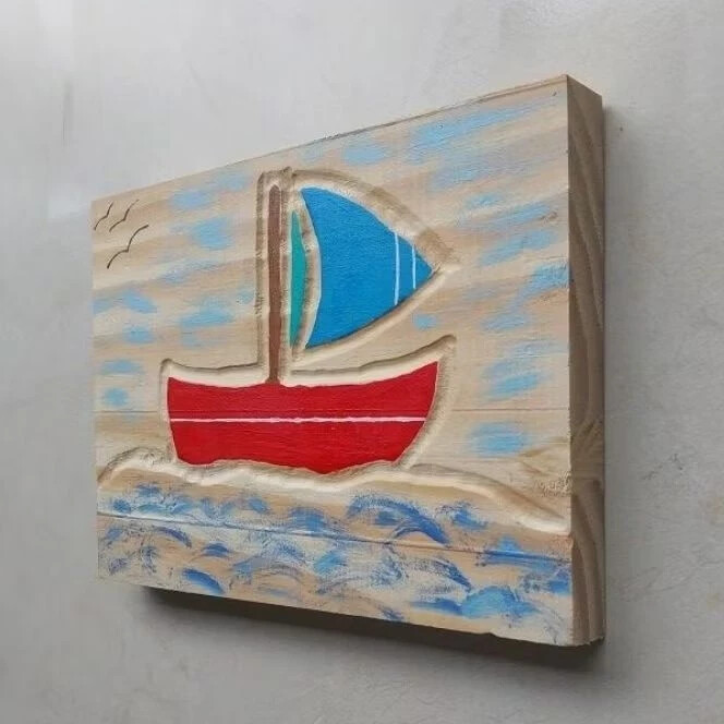Quadro Artesanal, Rústico, Decoração de ambientes, Barco a Vel