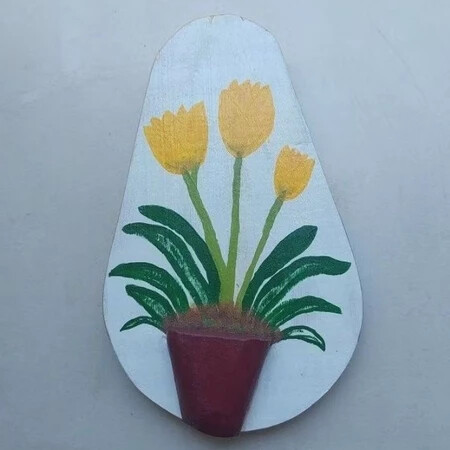 Quadro Decorativo Artesanal, Pintado a Mão, Rústico, Flores