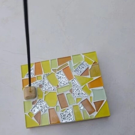 Incensario em Mosaico, Artesanal, Rústico para decoração, sala